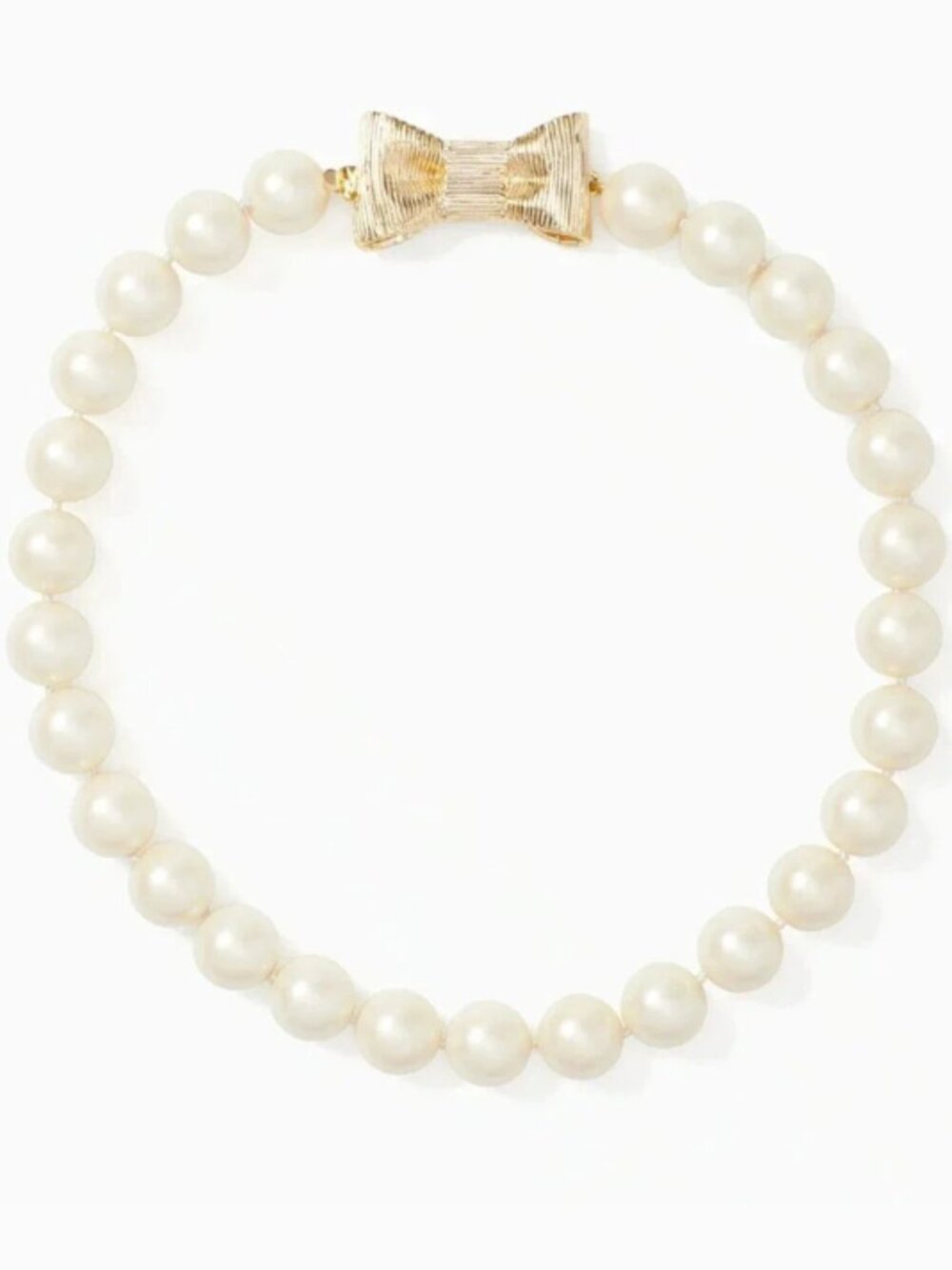 Kate Spade All Wrapped Up Short Pearl Necklace with Gold Bow Clasp